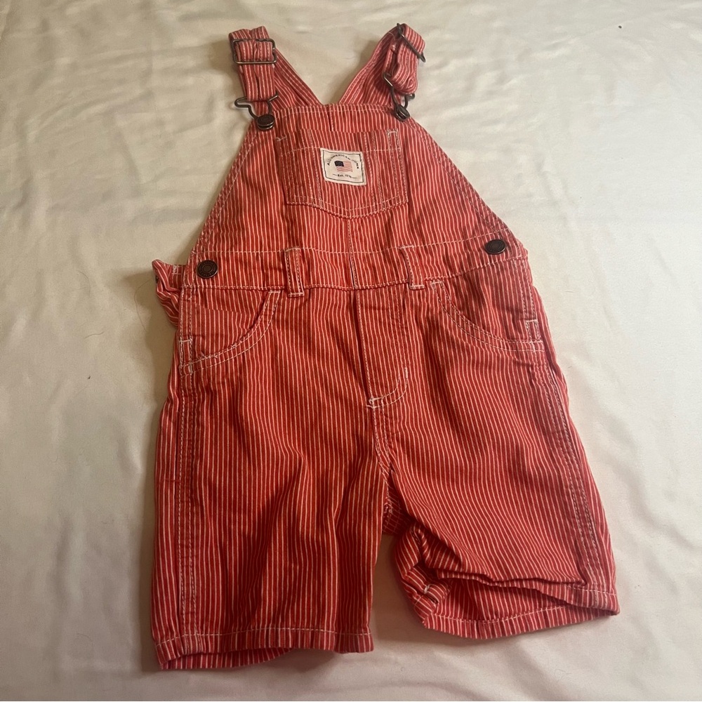 Carter's Red and White Striped Overalls